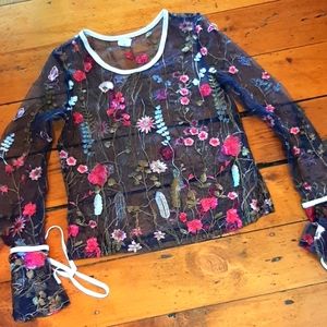 Sace sheer embroidered top